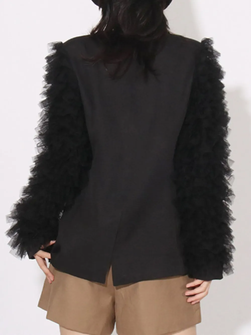 One Button Mesh Long Sleeve Blazer, image 5