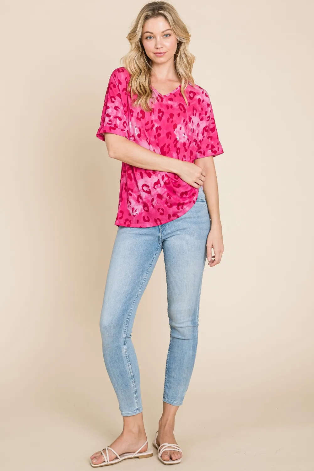Leopard V-Neck Short Sleeve T-Shirt, image 6