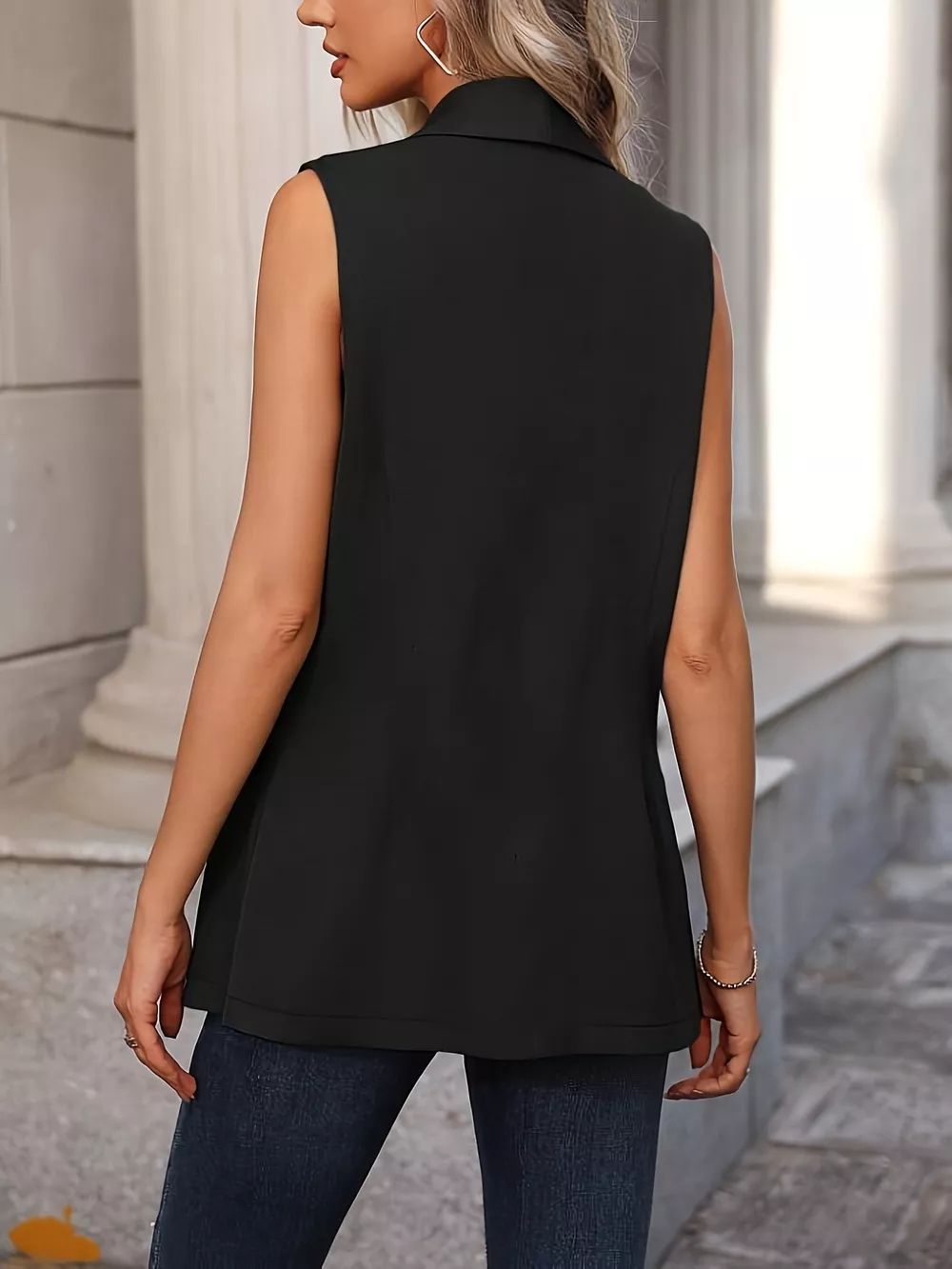 Sleeveless Shawl Collar Vest Coat, image 9
