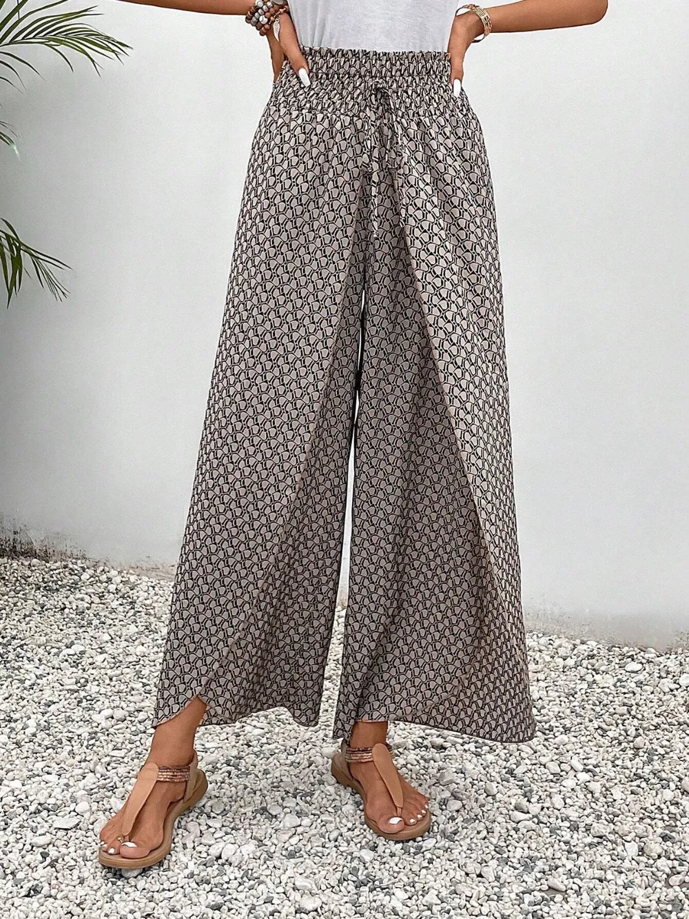 Tied Printed Wide Leg Pants, image 15