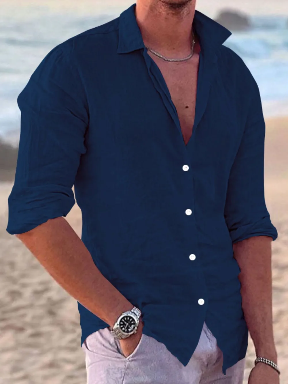 Men's Full Size Button Up Long Sleeve Shirt Plus Size, image 8