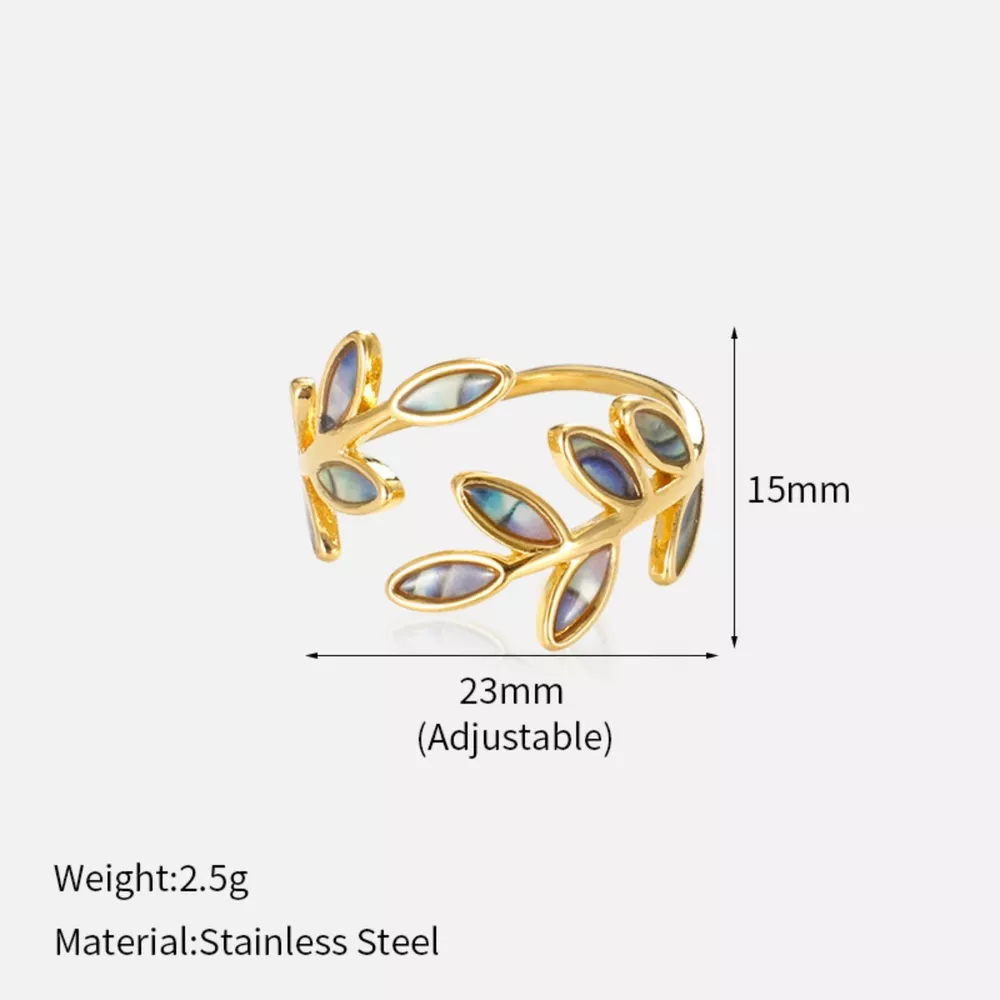 18K Gold-Plated Resin Leaf Bypass Ring, image 6
