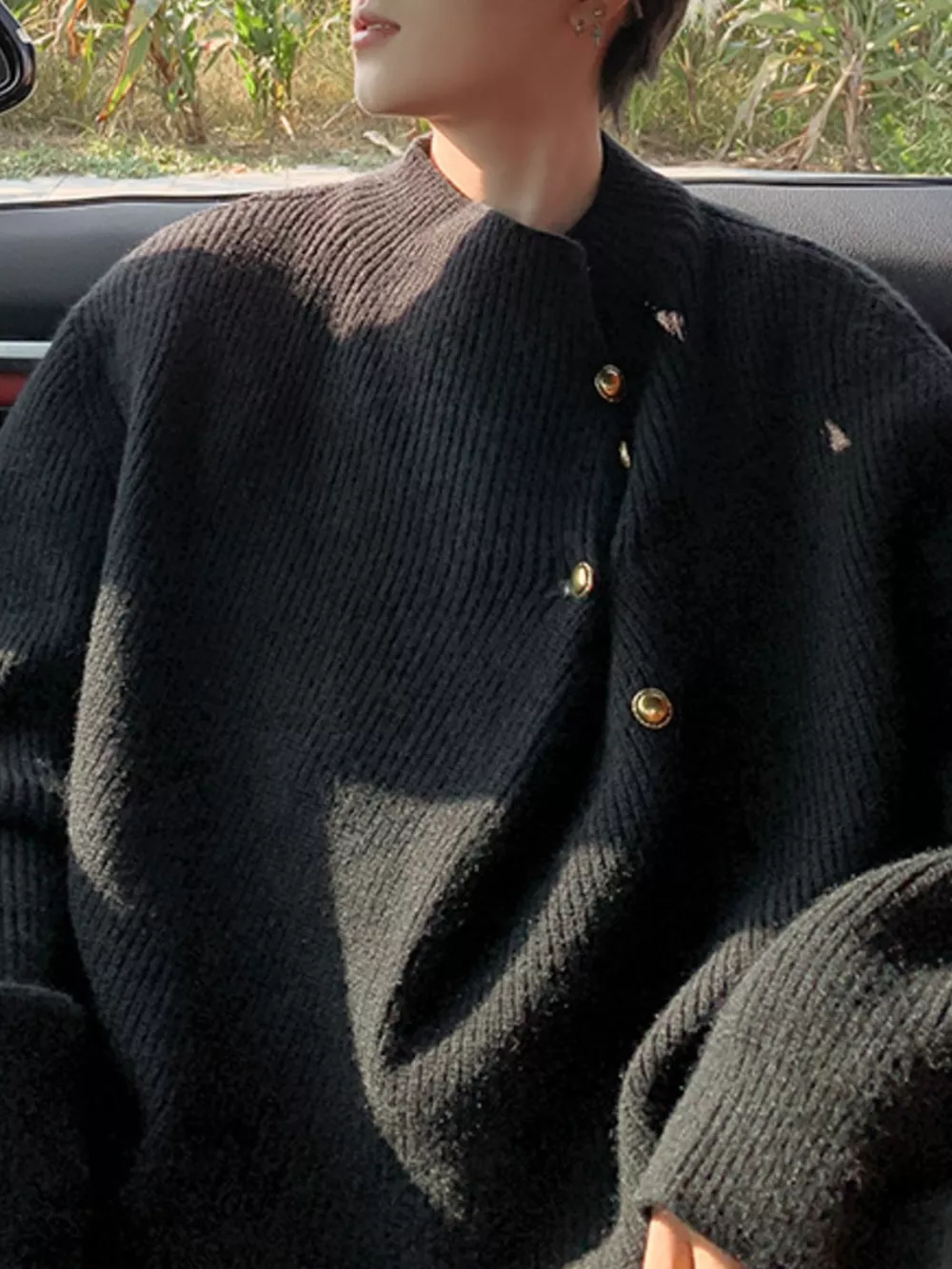 Men's Button-Accent Knitted Sweater