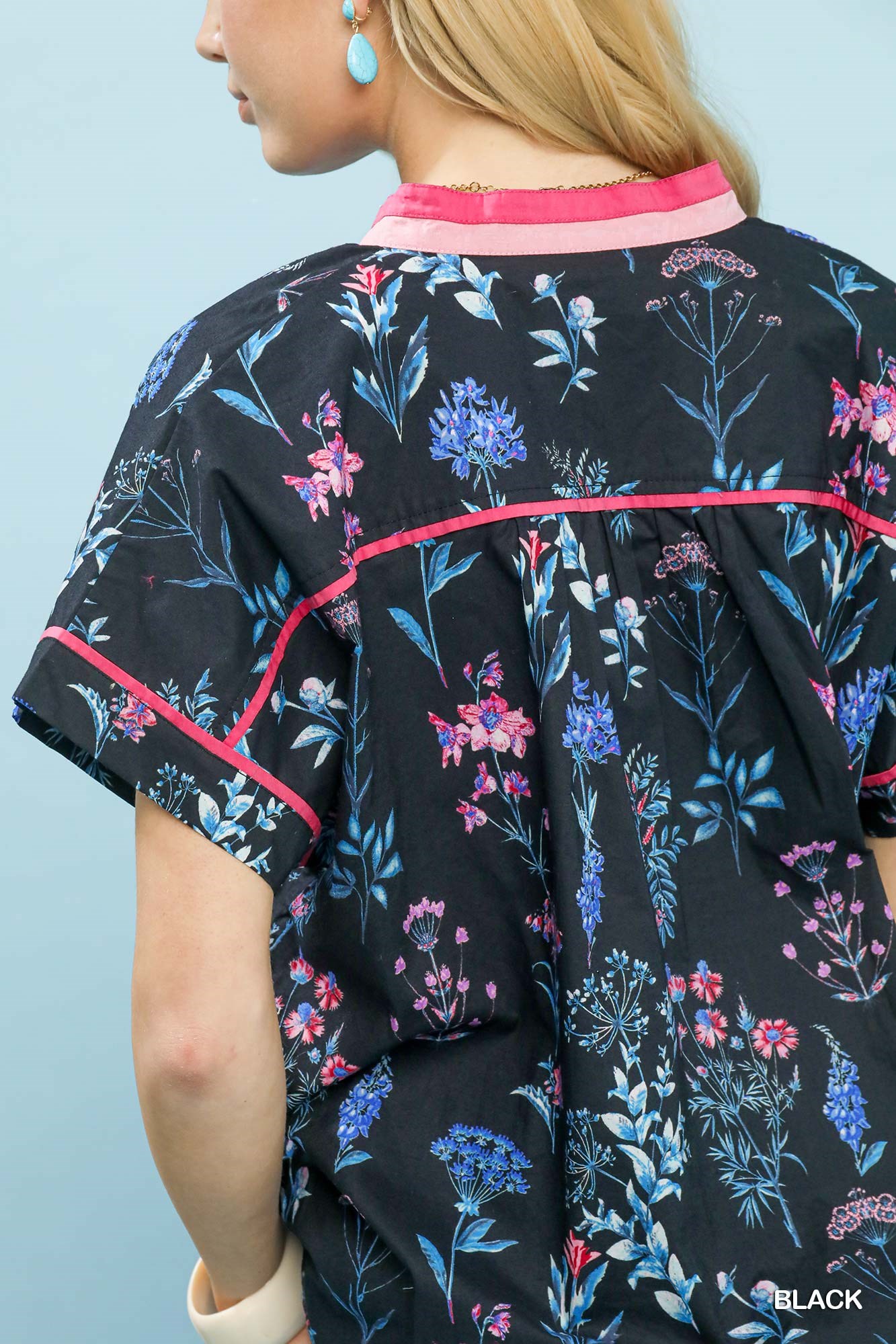 Botanical Floral Button Front Top, image 3