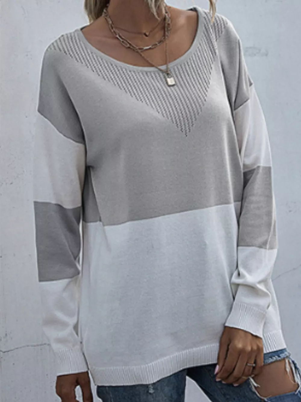 Color Block Round Neck Sweater, image 11