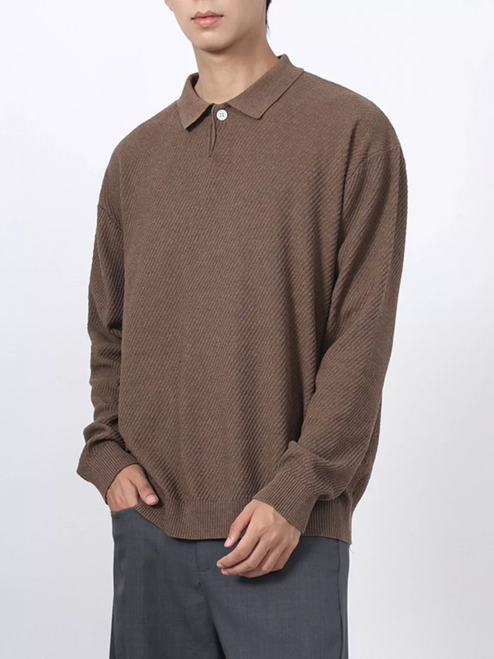 Men's Textured Long Sleeve Knit Top, image 4