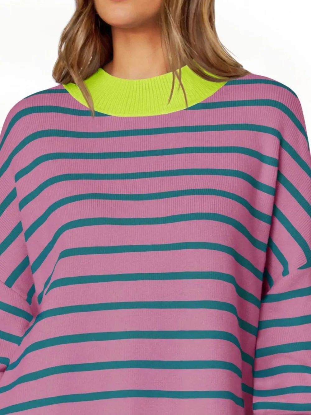 Striped Round Neck Long Sleeve Sweater, image 9