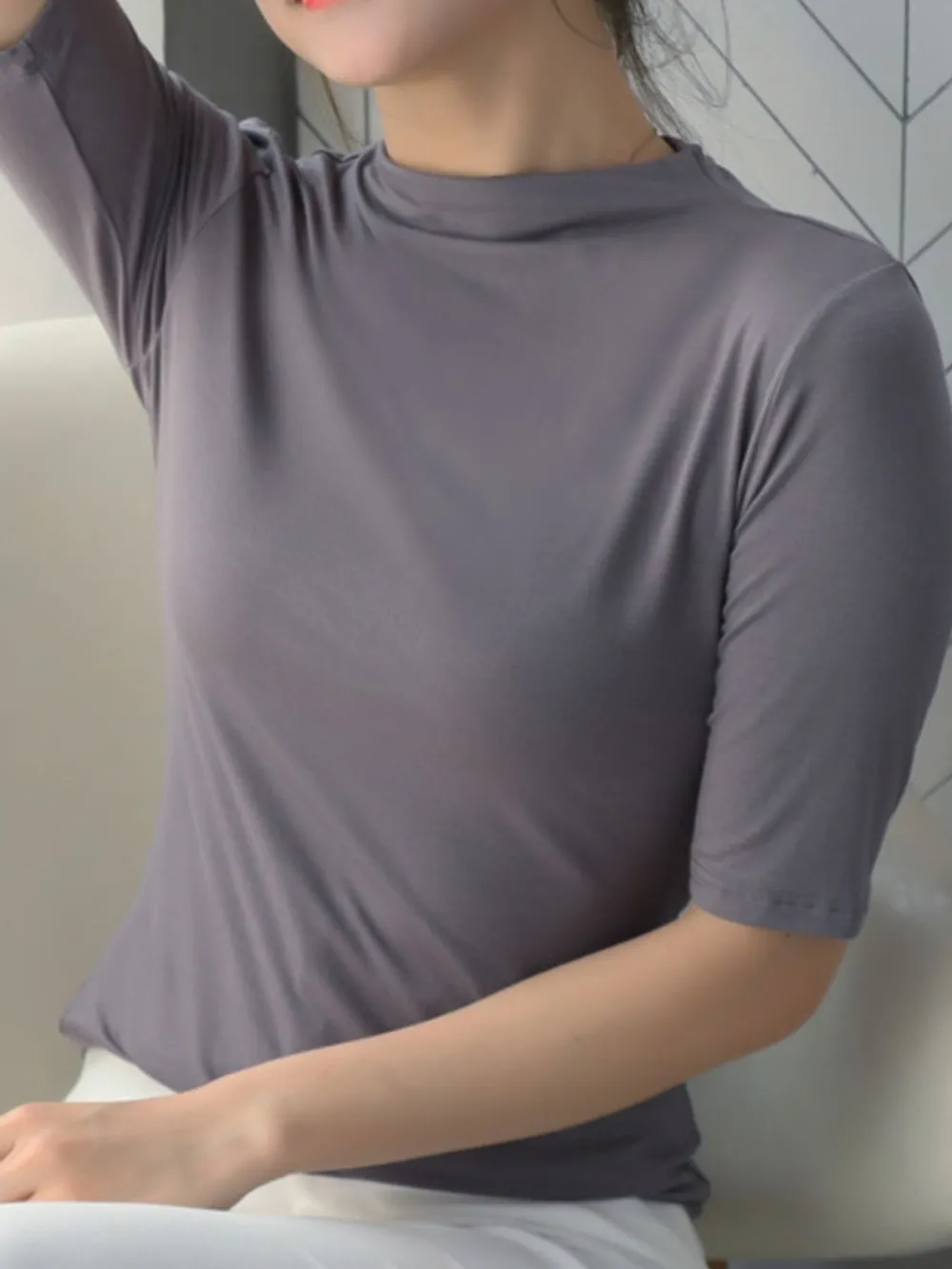 Solid Color Short Sleeve T-Shirt, image 14