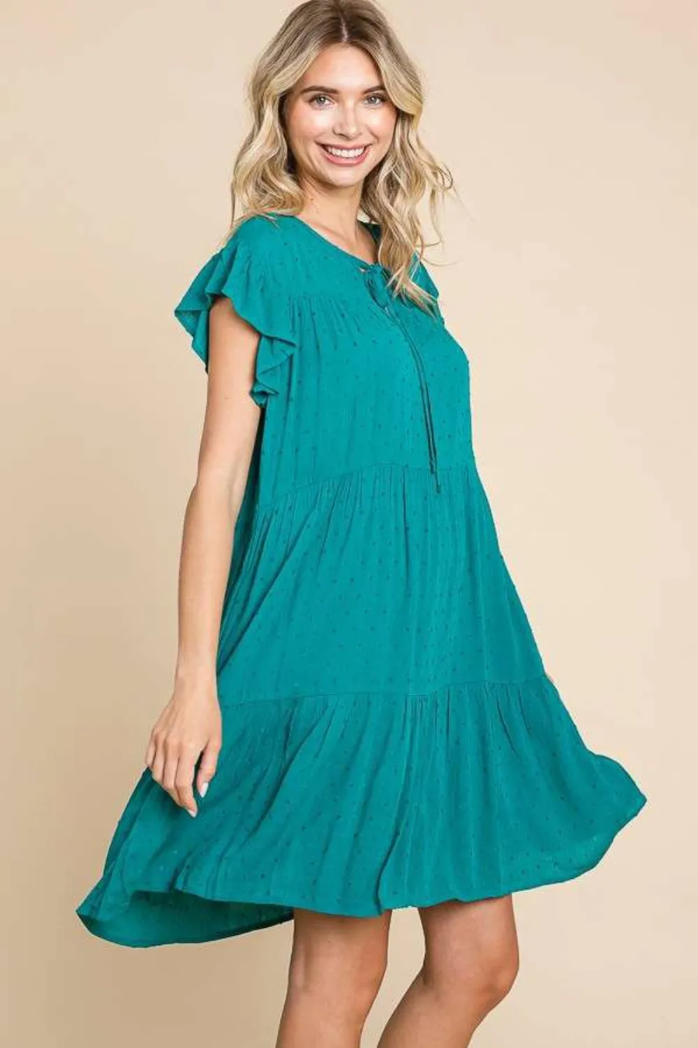 Ruffle Cap Sleeve Tiered Dress, image 3