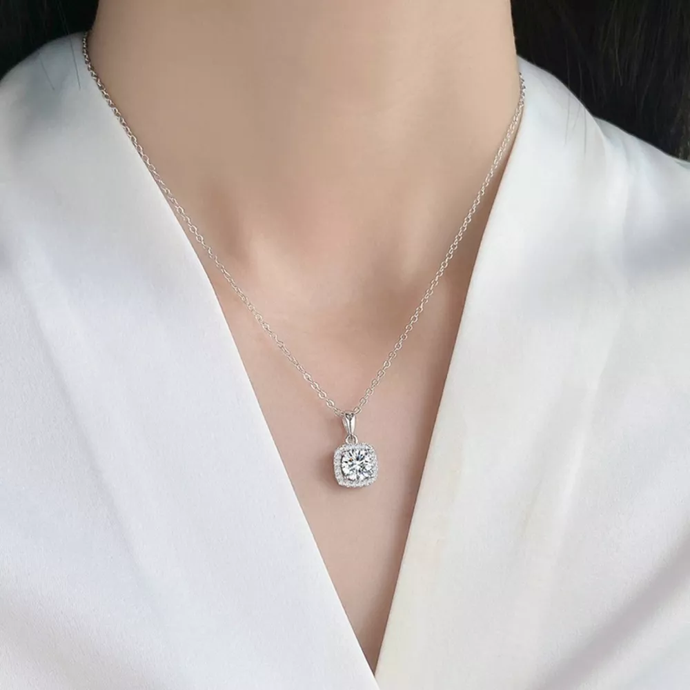 Moissanite 925 Sterling Silver Pendant Necklace, image 4