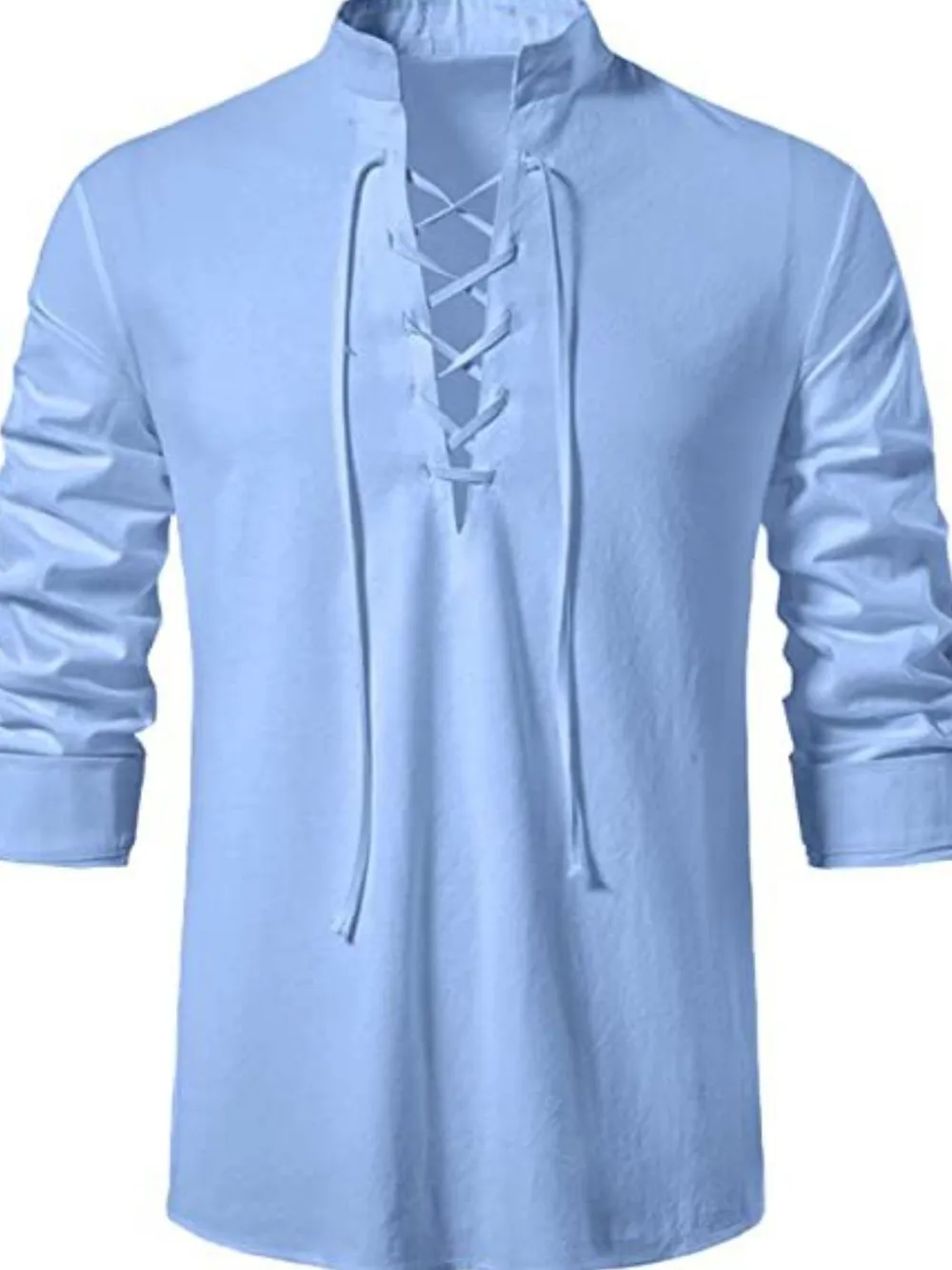 Men's Lace Up Long Sleeve Blouse, image 10
