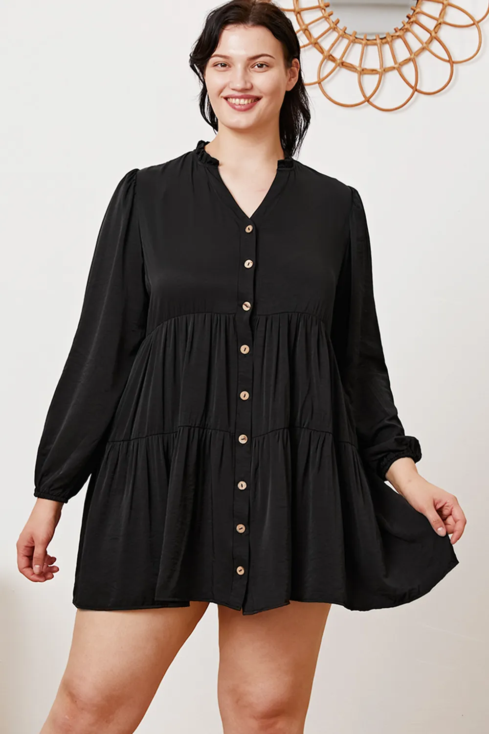 Ruffled Button Up Long Sleeve Tiered Shirt, image 10