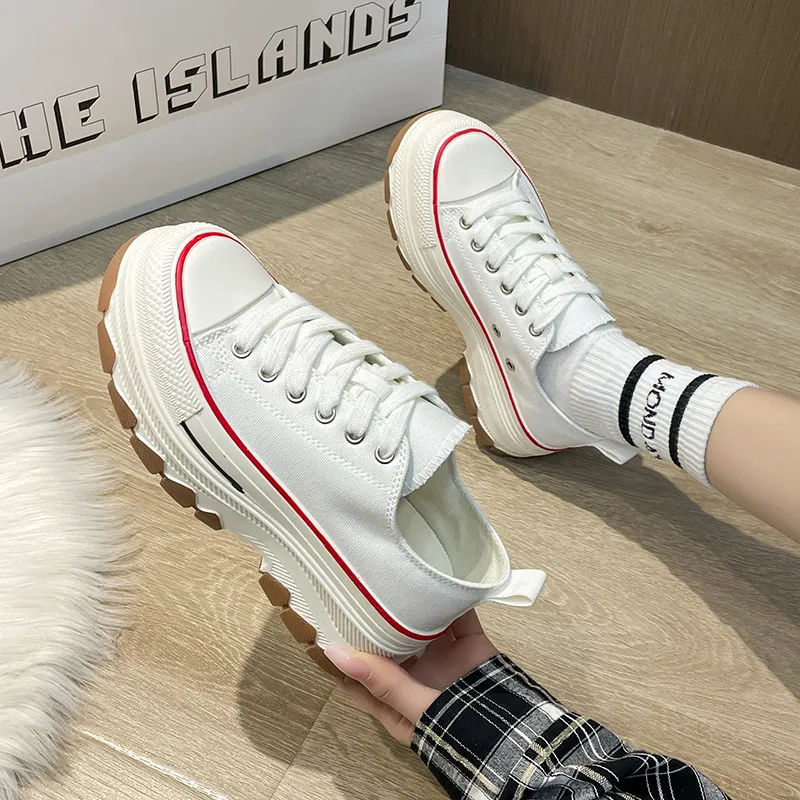 Round Toe Platform Canvas Sneakers, image 4