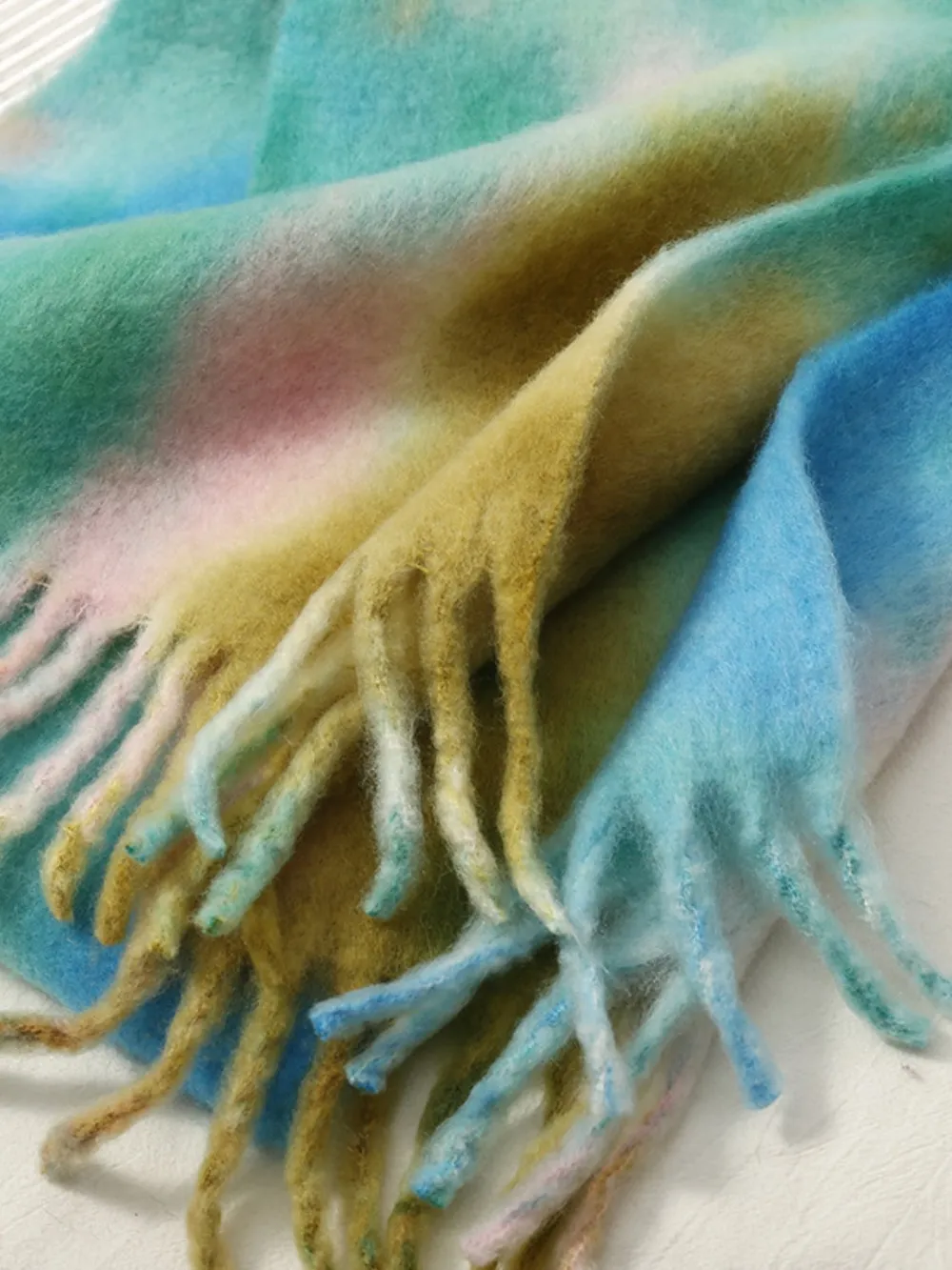 Fringe Tie-Dye Polyester Scarf, image 4