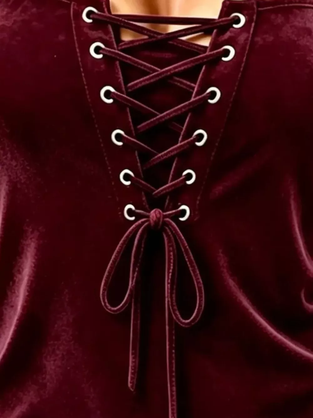 Full Size Long Sleeve Lace-Up Front Slim Fit T-Shirt Plus Size, image 5