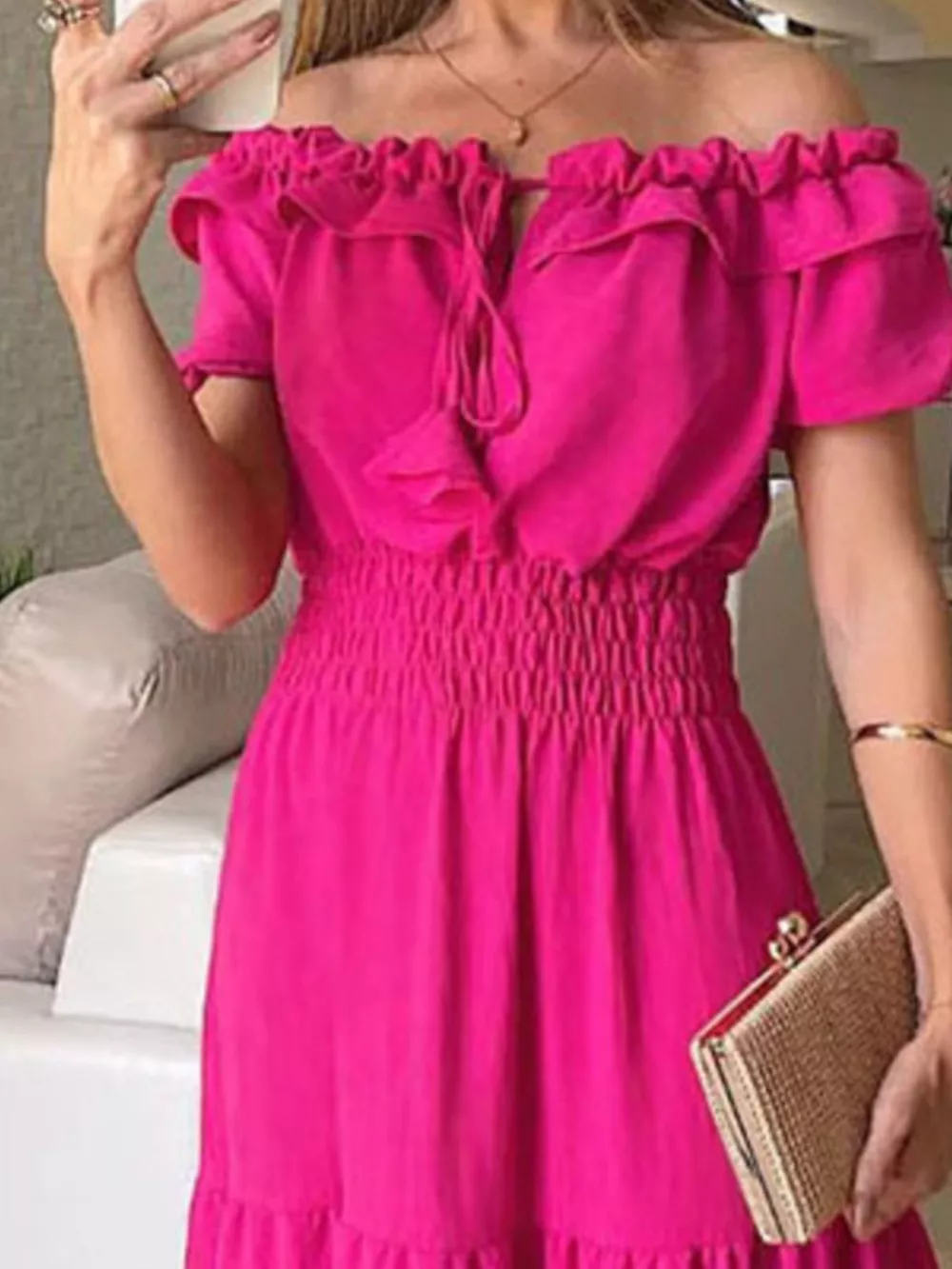 Off-Shoulder Ruffled Tiered Maxi Dress, image 6