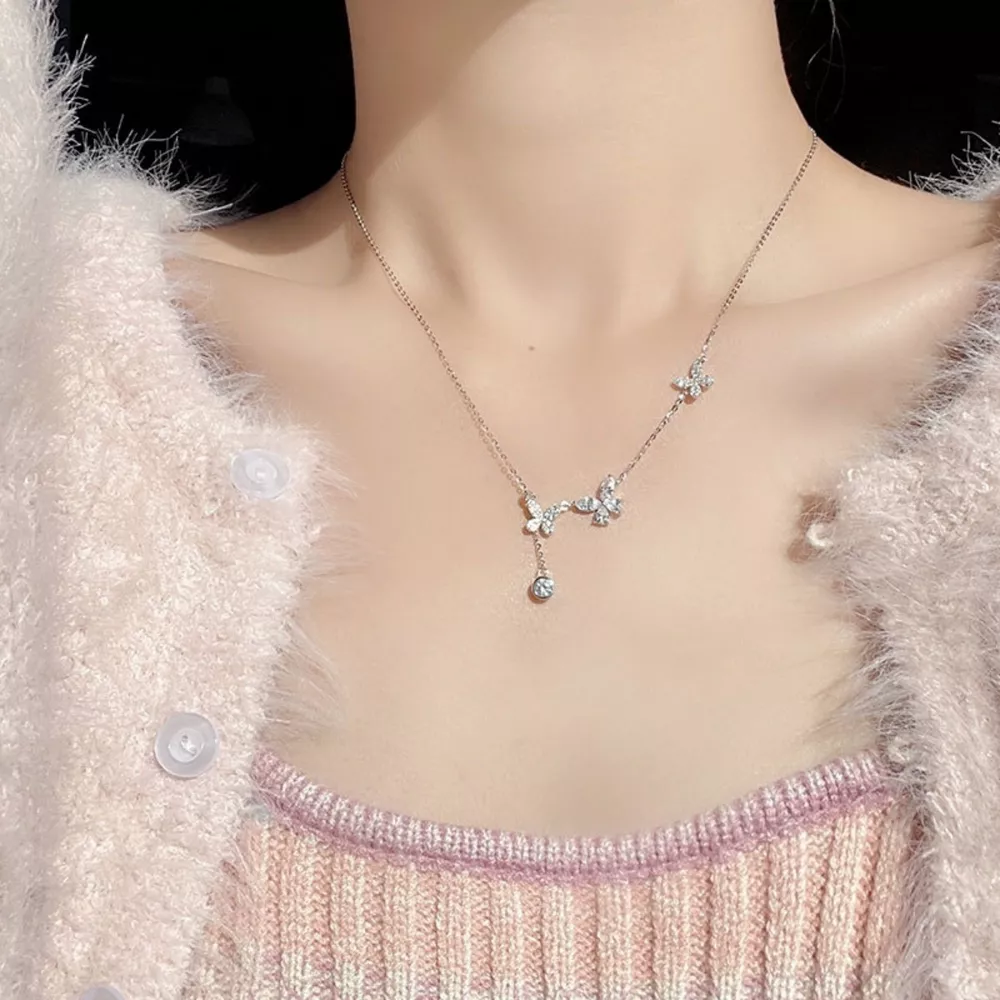 925 Sterling Silver Zircon Butterfly Necklace, image 5
