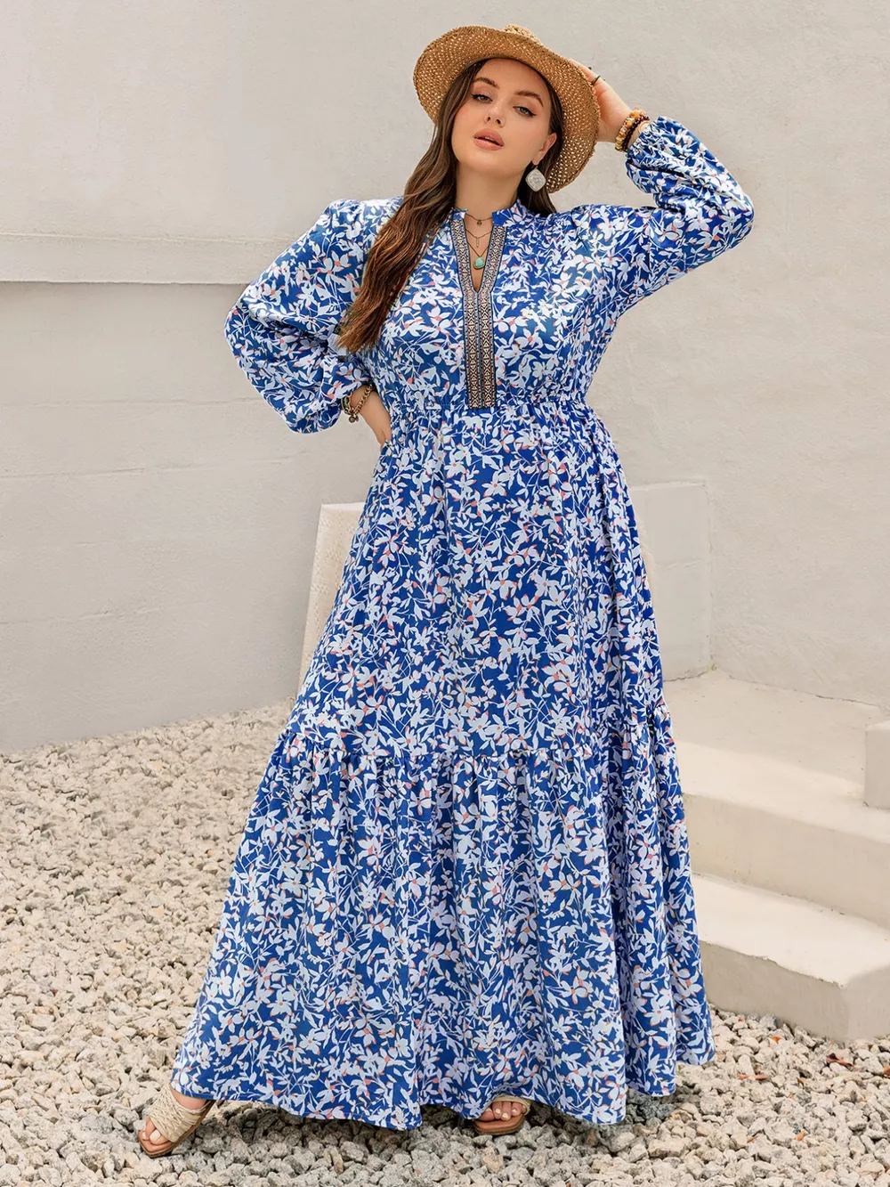 Plus Size Floral Print Bohemian Maxi Dress, image 5