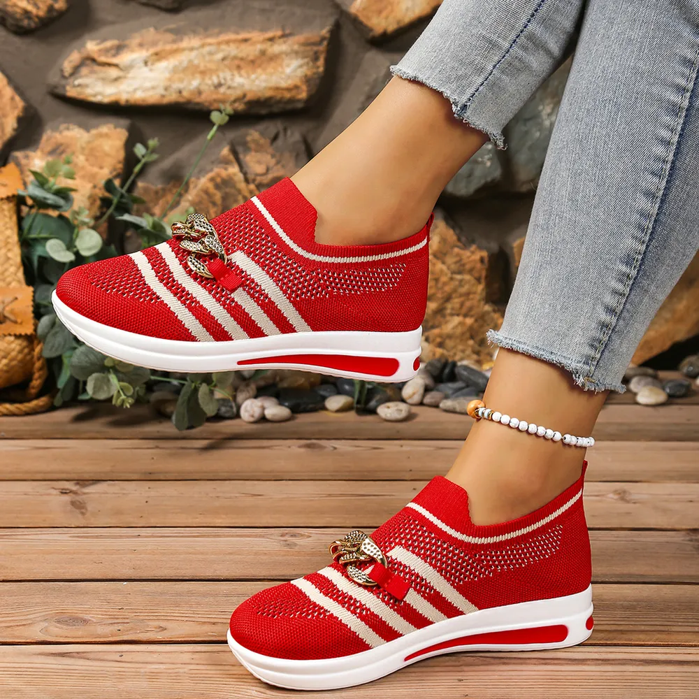 Breathable Mesh Round Toe Slip-Ons, image 2