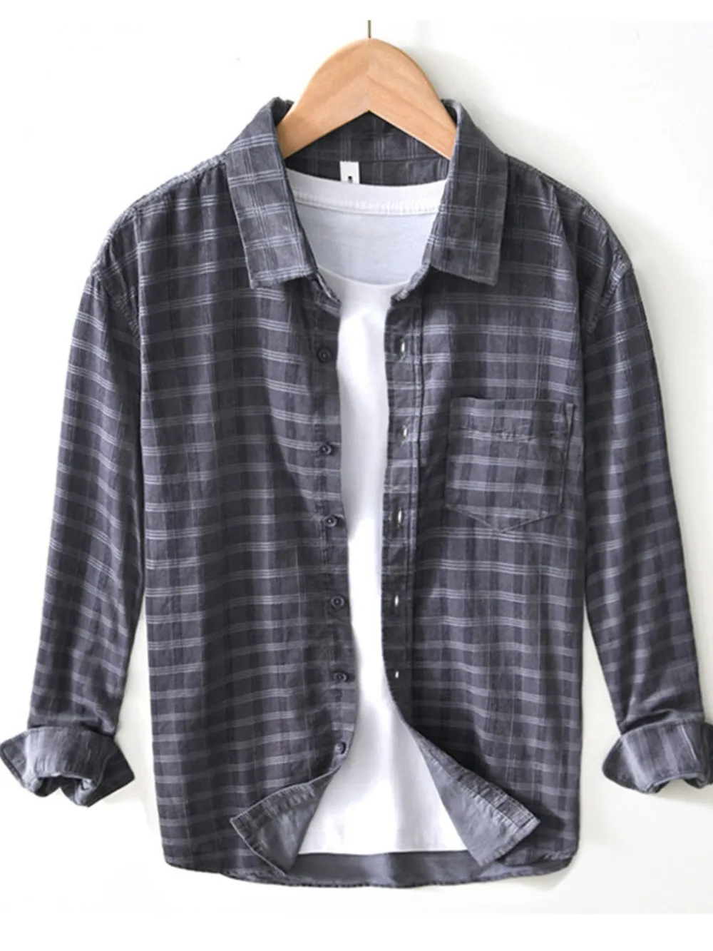 Men's Plus Size Striped Button-Up Shirt, image 3