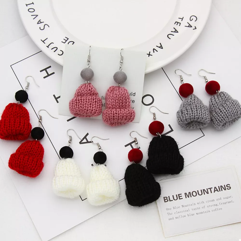 Christmas Knitted Beanie Earrings, image 2
