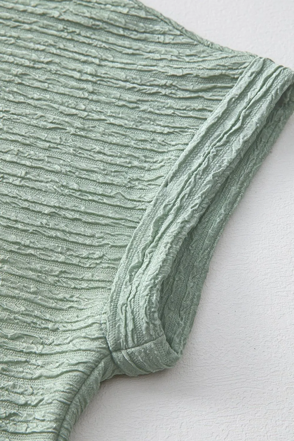 Solid Color Textured Crinkle Short Sleeve T Shirt Dress, image 11