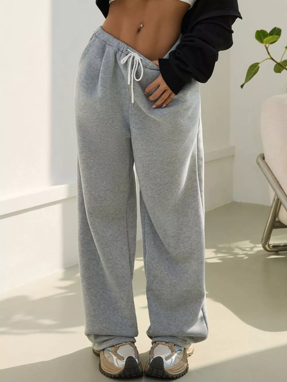Casual Drawstring High Waist Wide Leg Sweatpants, image 15