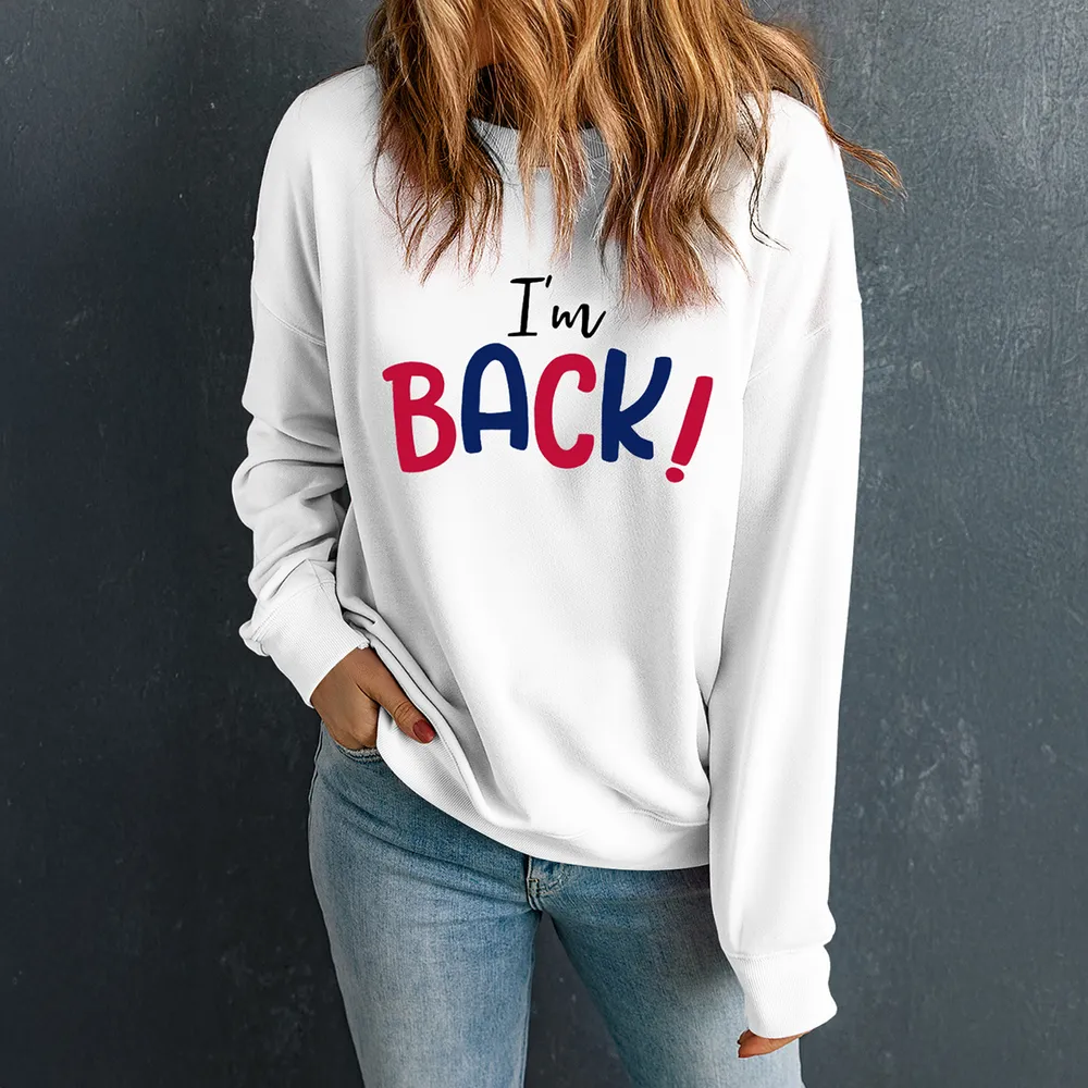 I'M BACK Round Neck Dropped Shoulder Sweatshirt, image 5