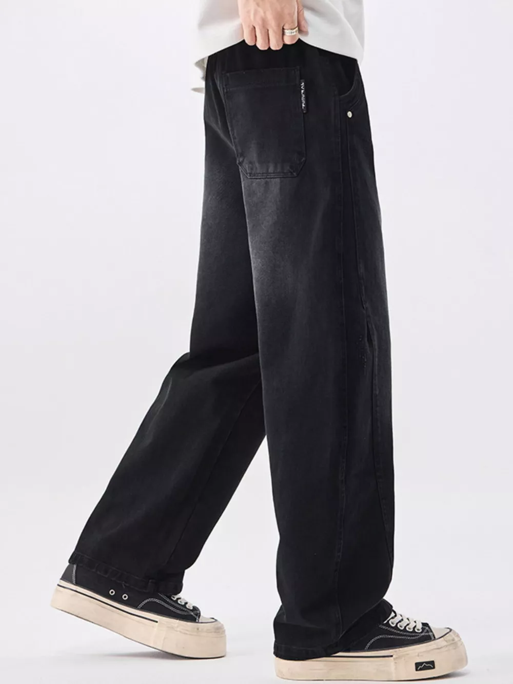 Men's Plus Size Vintage Wash Wide Leg Pants, image 5