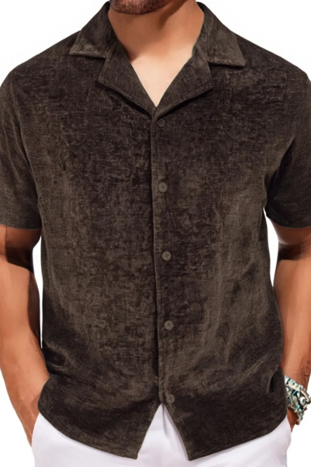Men's Plus Size Button Down Short Sleeve Shirt
