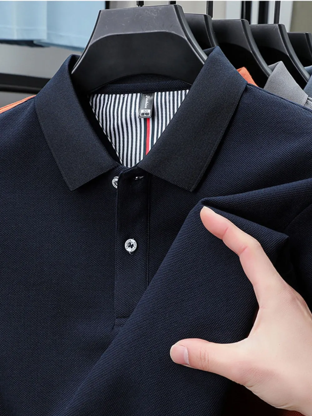 Men's Plus Size Button Detail Short Sleeve Polo, image 14