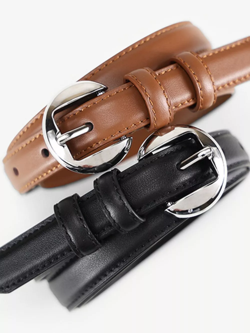 Round Buckle Leather Belt, image 2