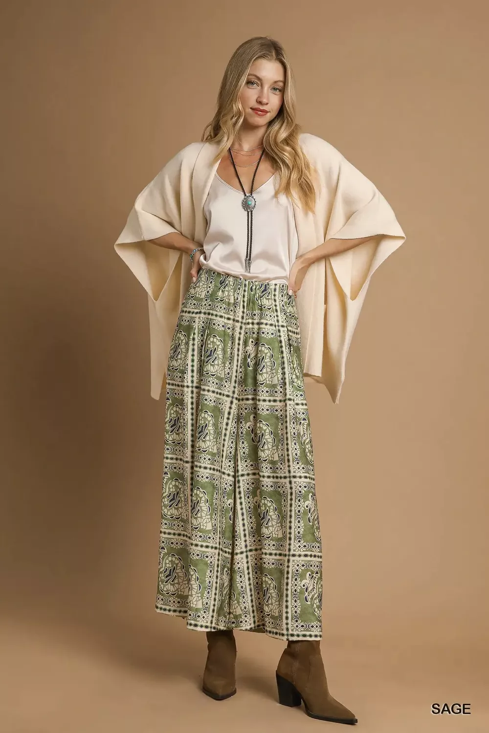 Bohemian Print Pants with Pockets, image 4