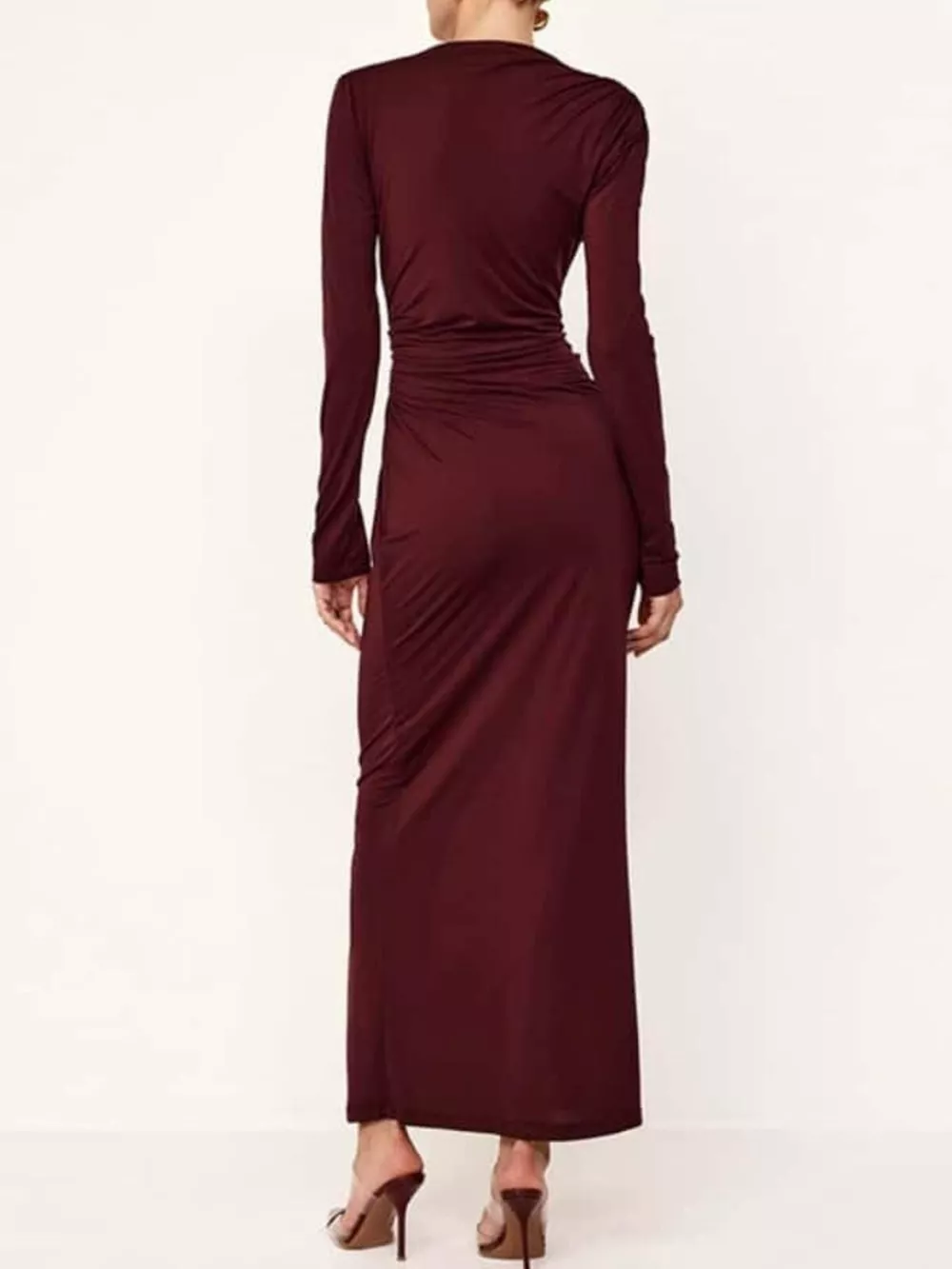 Ruched Long Sleeve Bodycon Maxi Dress, image 9