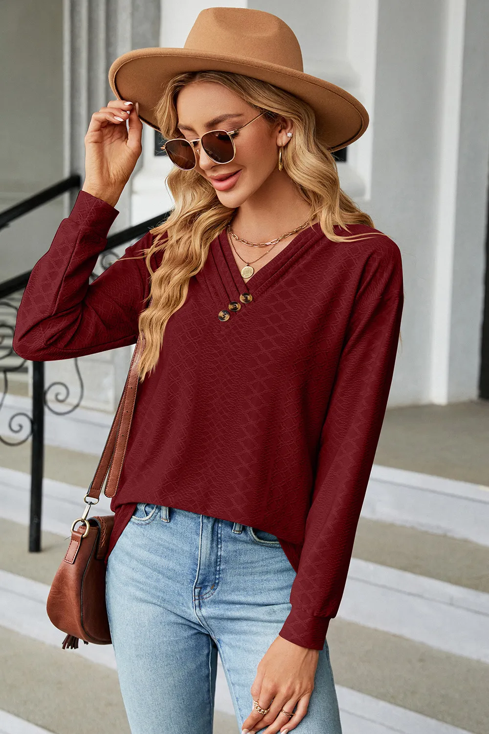 V-Neck Long Sleeve T-Shirt, image 17