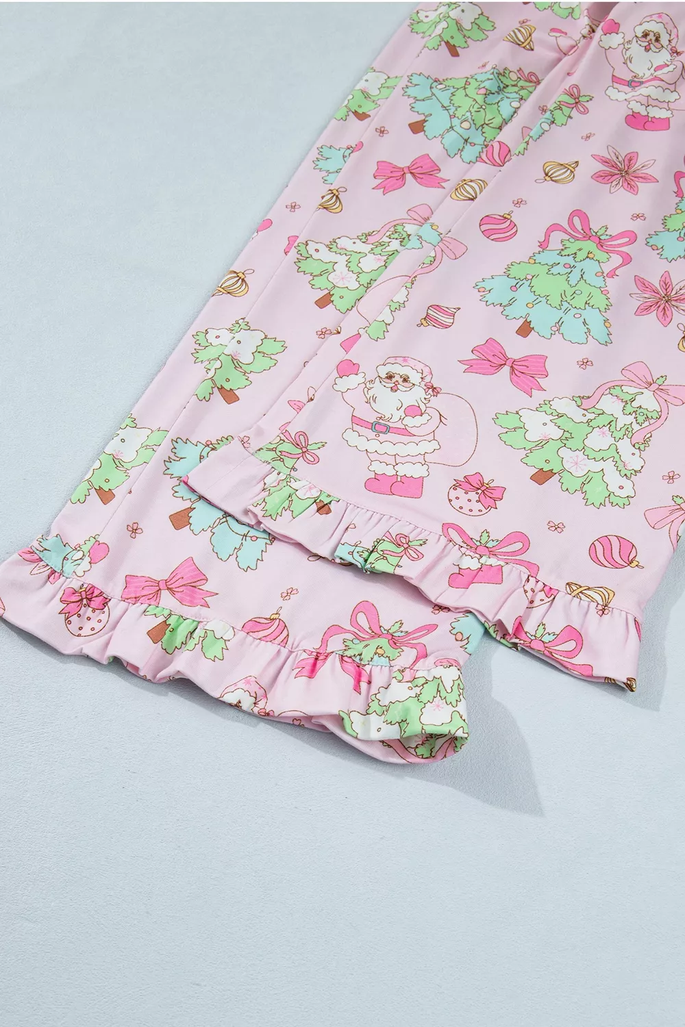 Christmas Print Button Front Long Sleeve Lounge Set, image 14