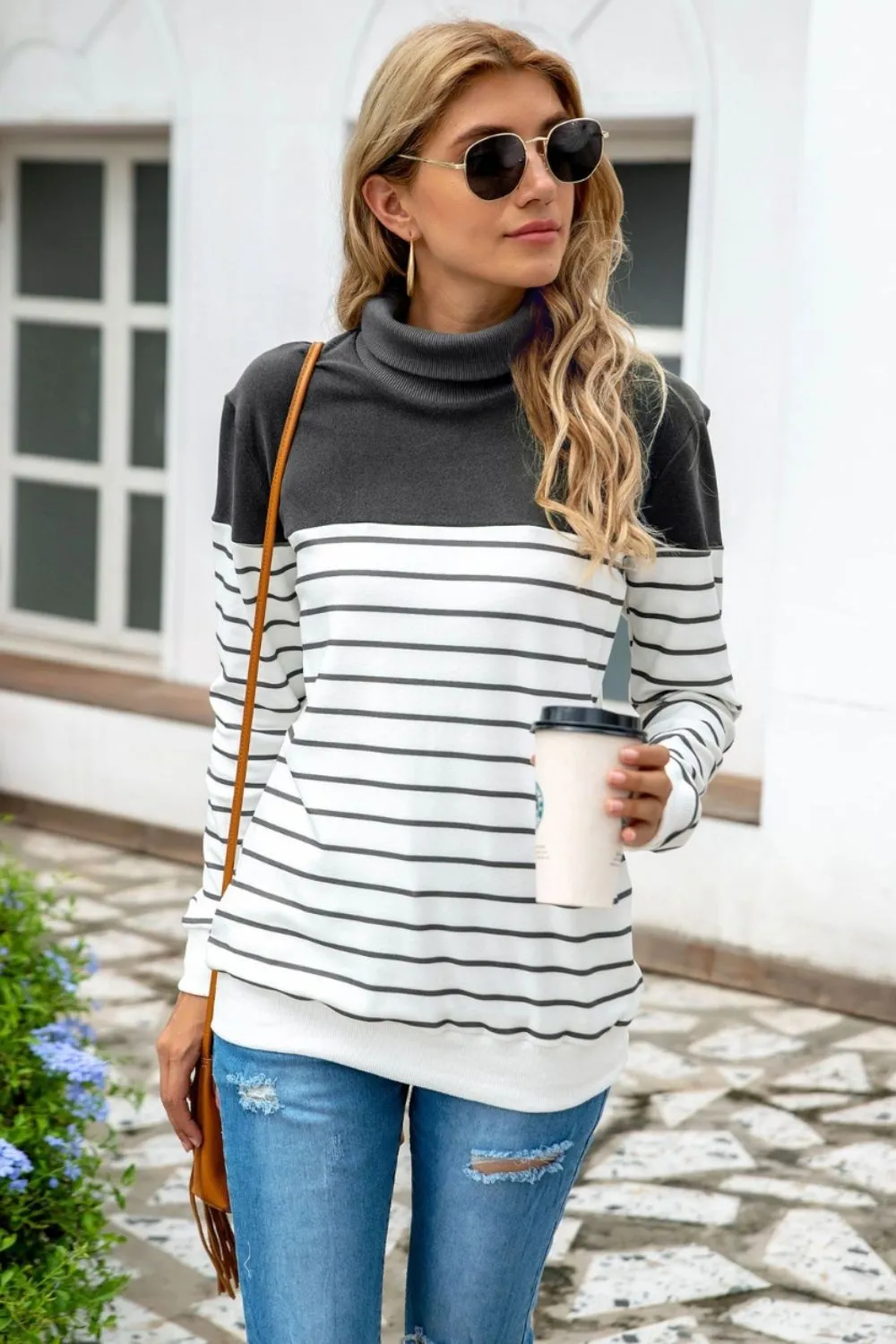 Striped Contrast Turtleneck Sweater, image 12