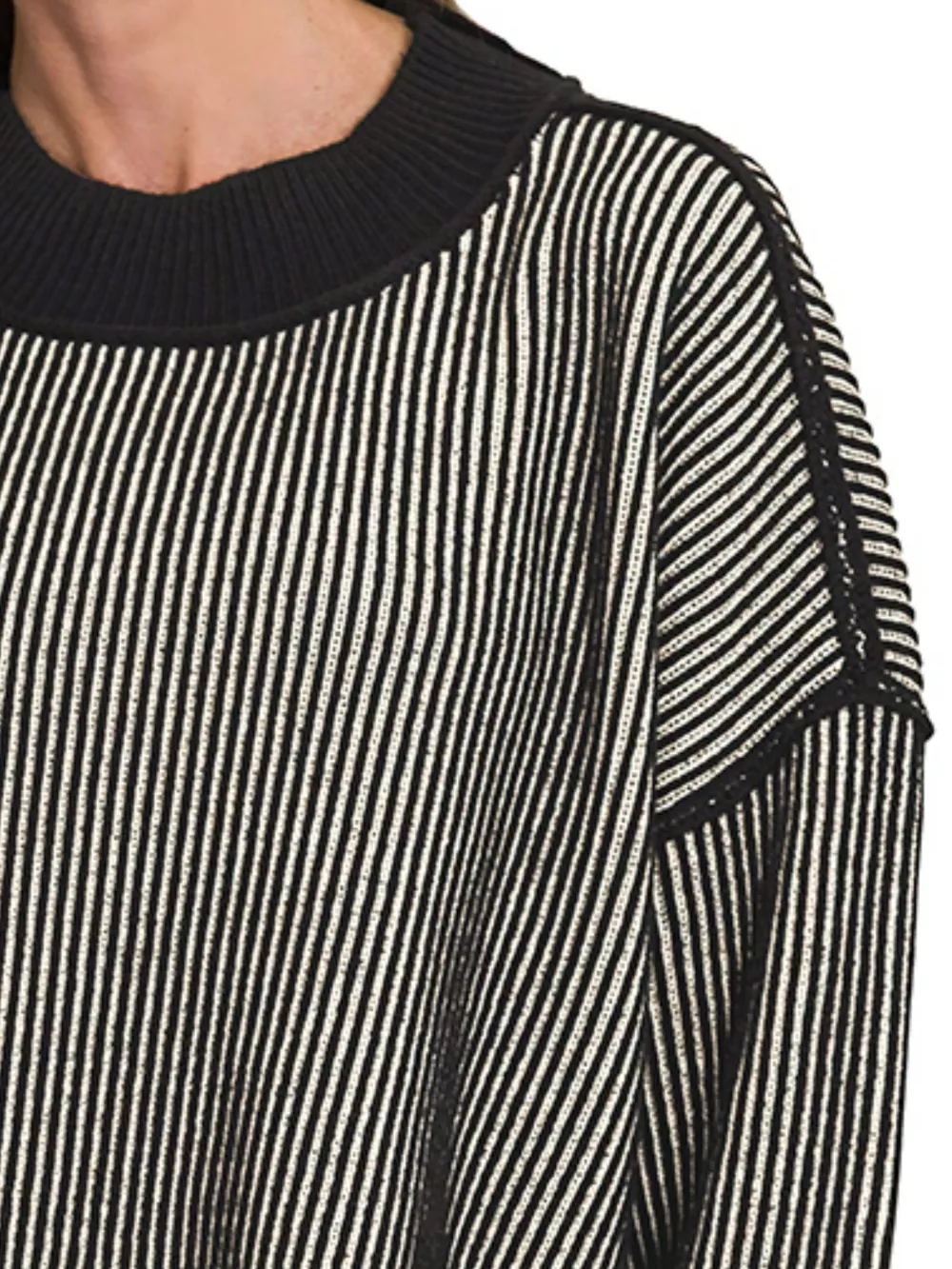 Ribbed Exposed Seam Two Tone Sweater, image 3