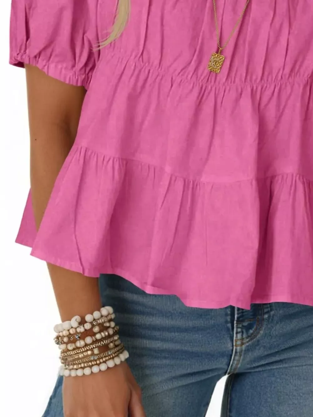 Ruched Tiered Puff Sleeve Blouse, image 31