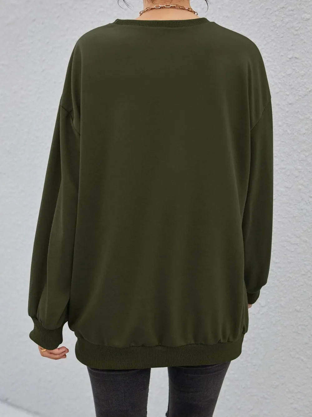 Stereoscopic Letter Round Neck Long Sleeve Sweatshirt, image 2