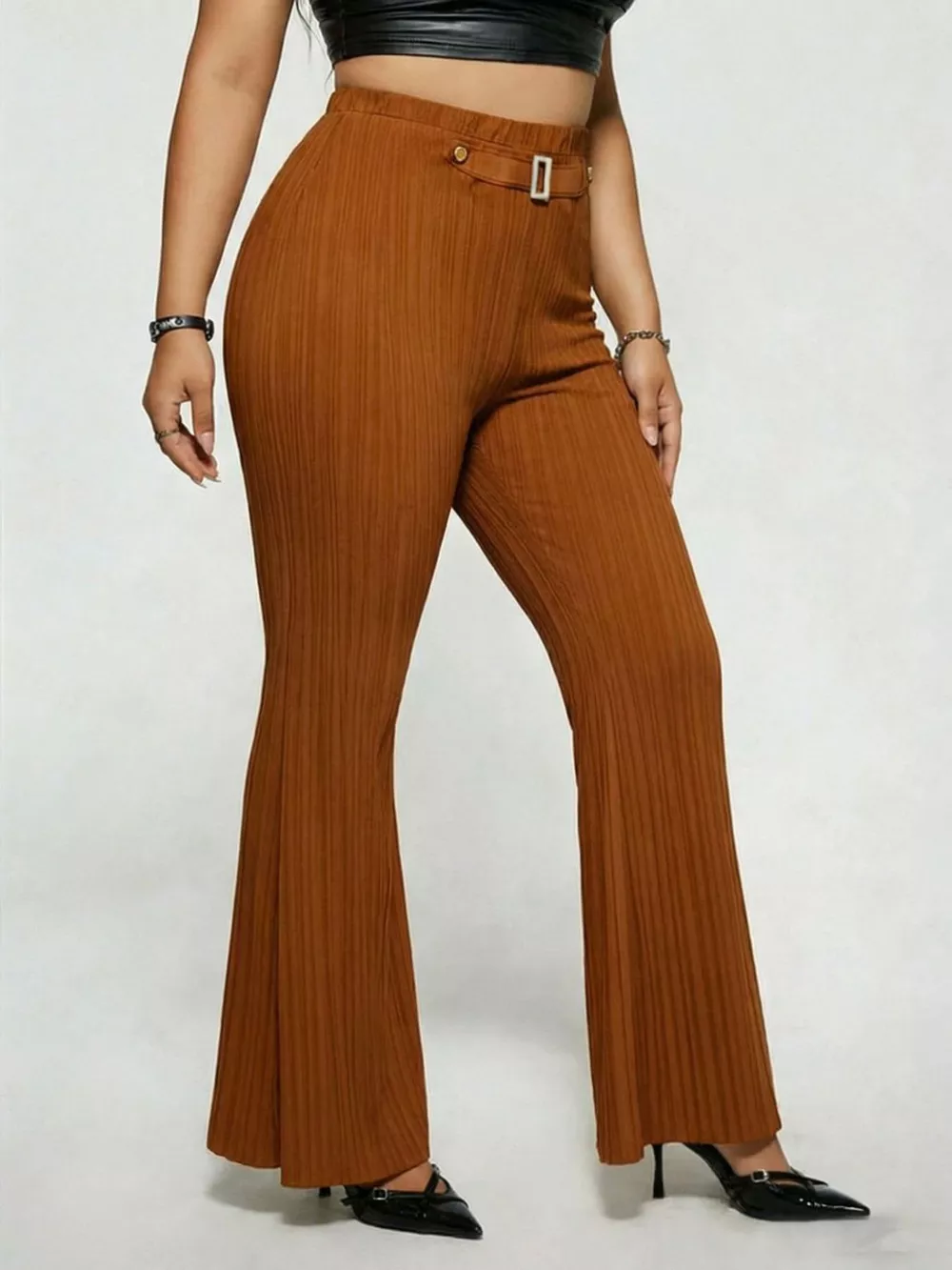 Plus Size High Waist Flare Pants, image 4