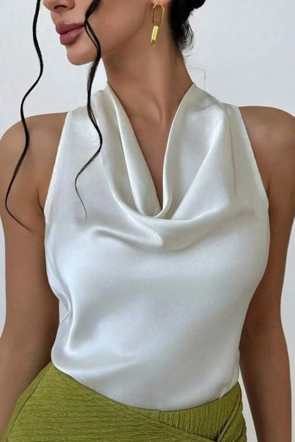 Satin Cowl Neck Sleeveless Blouse, image 11