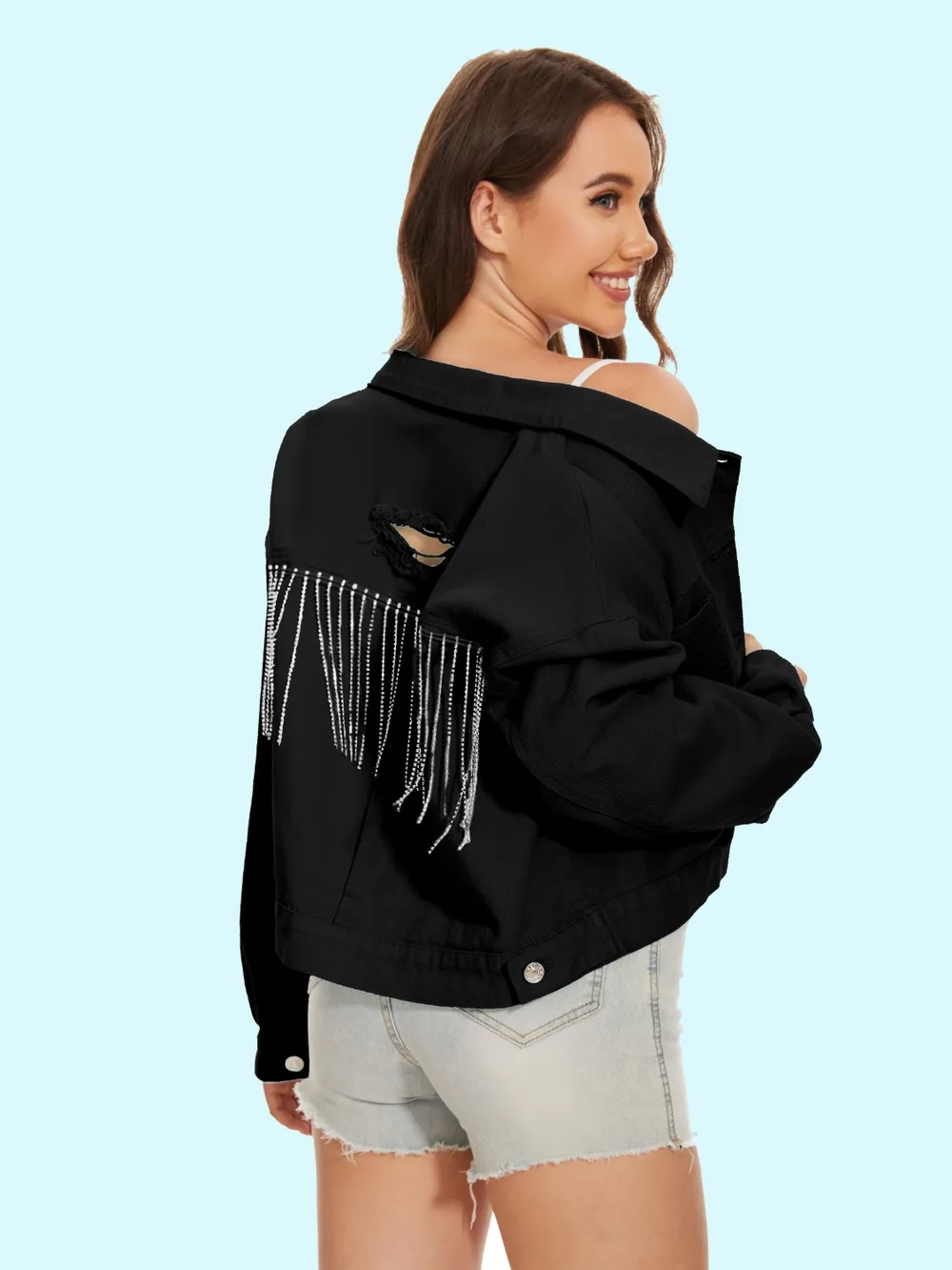 Distressed Distressed Button Up Denim Jacket, image 14
