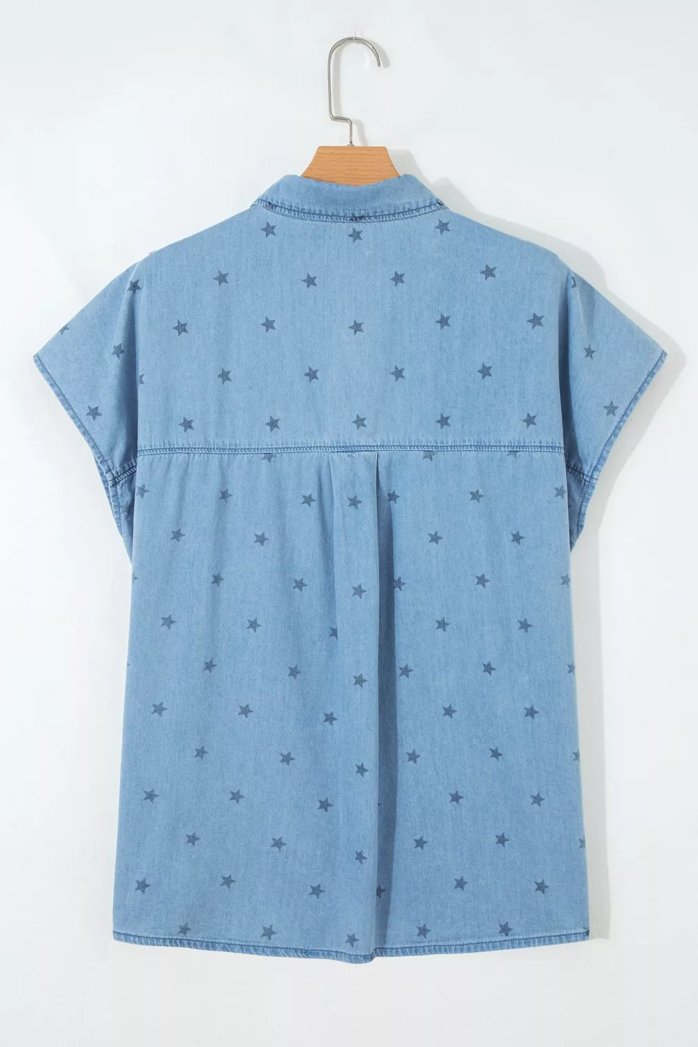Double Chest Pocket Short Sleeve Denim Shirt, image 9