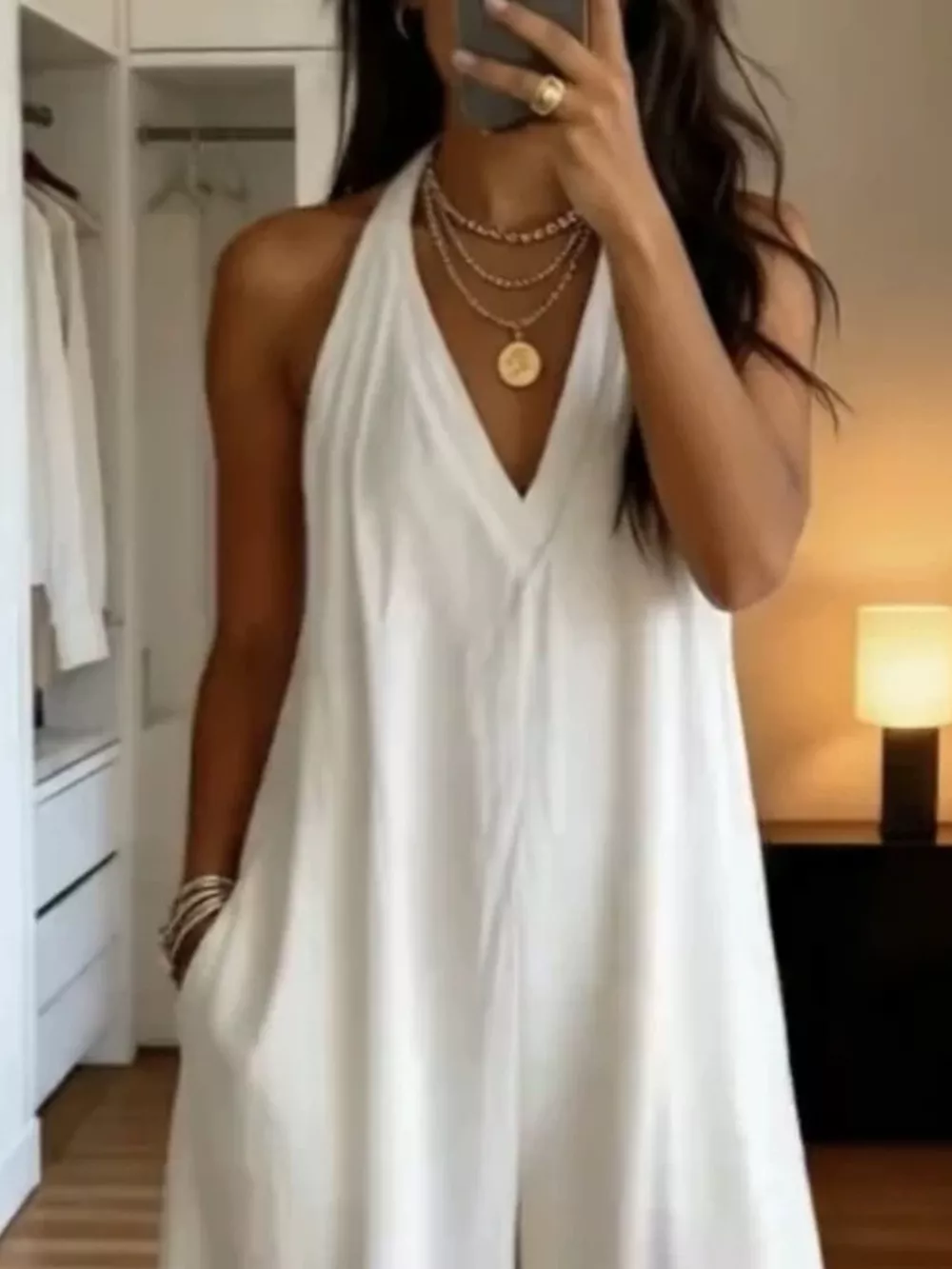 Full Size Halter Neck Wide-Leg Jumpsuit Plus Size, image 4