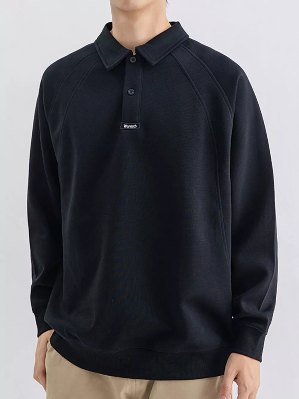 Men's Plus Size Casual Long Sleeve Polo, image 5