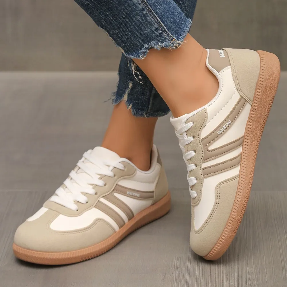 Contrast Lace Up Round Toe Sneakers, image 6