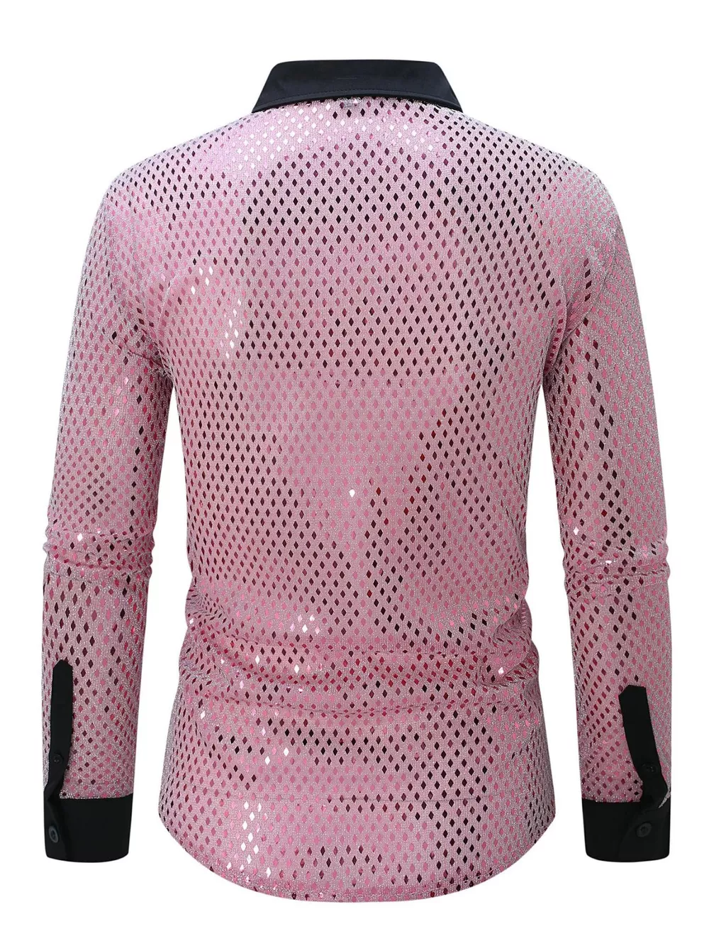 Men's Full Size Openwork Long Sleeve Shirt Plus Size, image 2