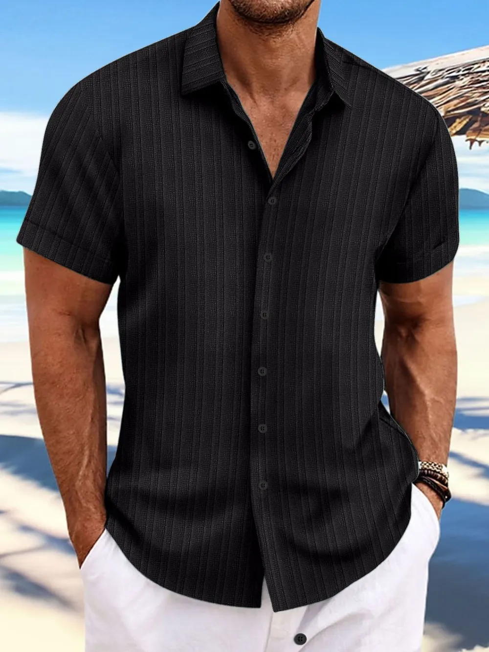 Men's Full Size Button Up Short Sleeve Shirt Plus Size
