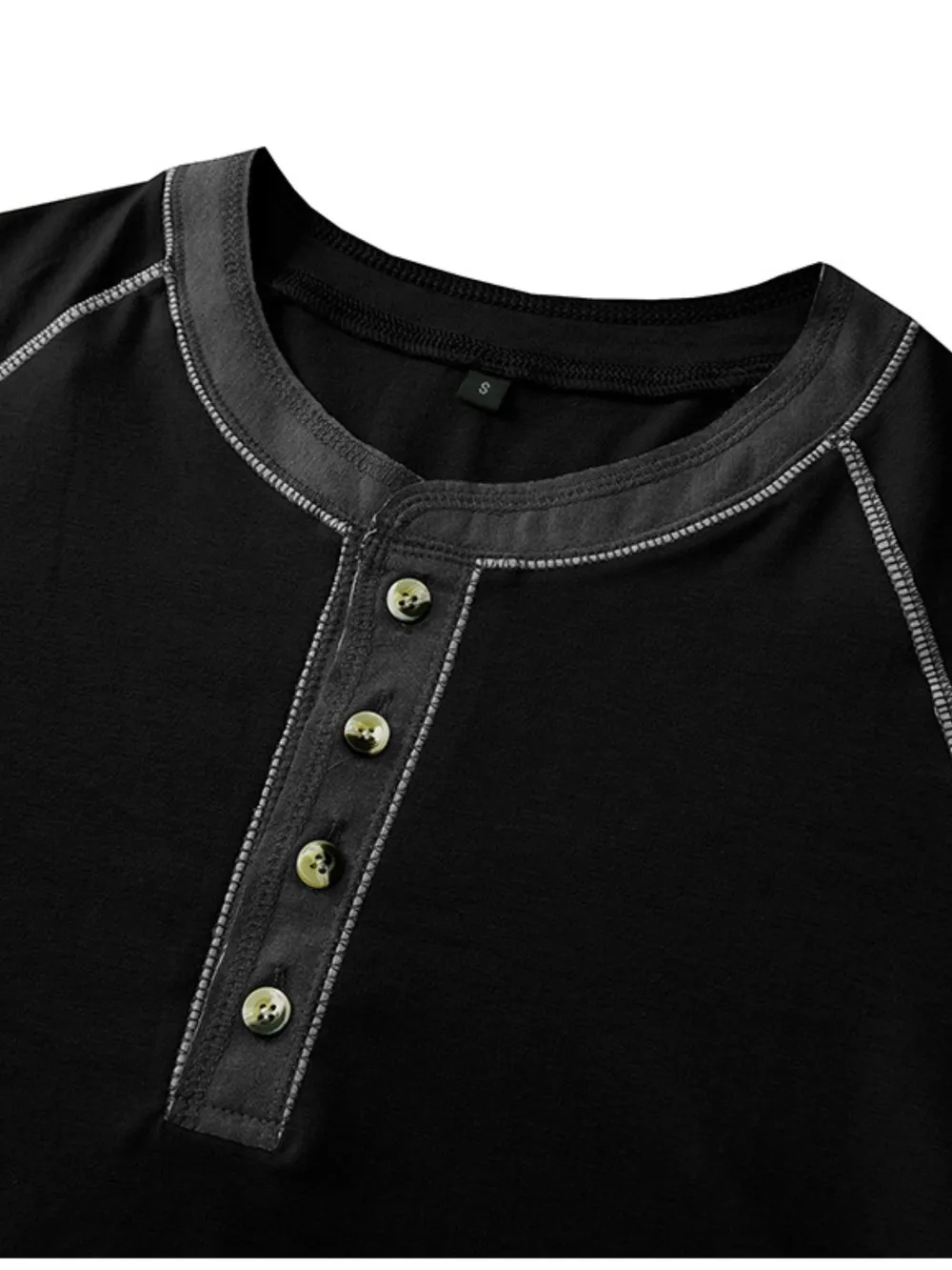 Men's Plus Size Contrast Stitch Henley Polo Shirt, image 4